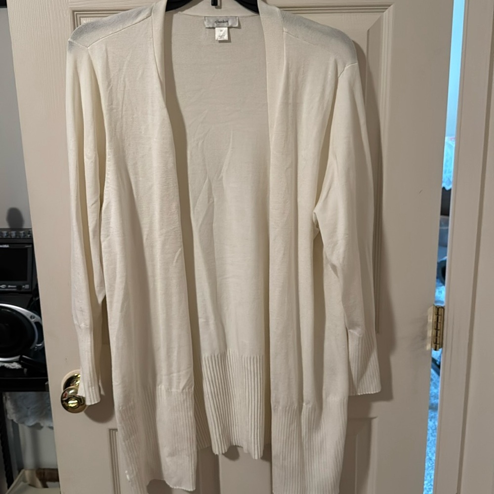 Long sleeve cardigan buttons at bottom rayon and polyester